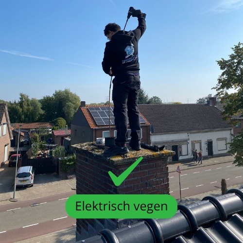 Elektrisch vegen zwarte duif schoorsteen vegen